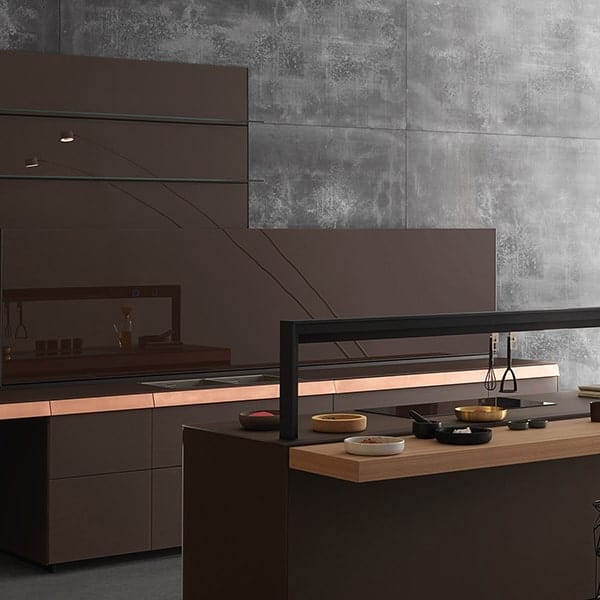 Moderne keuken met strakke afwerking en minimalistisch design.