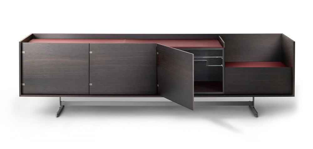 Houten tv-meubel met open en gesloten opbergruimte voor woonkamer.